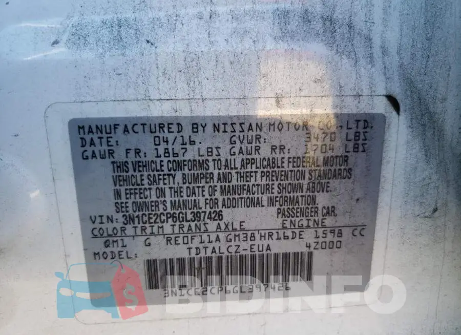 3N1CE2CP6GL397426 Photo# 12