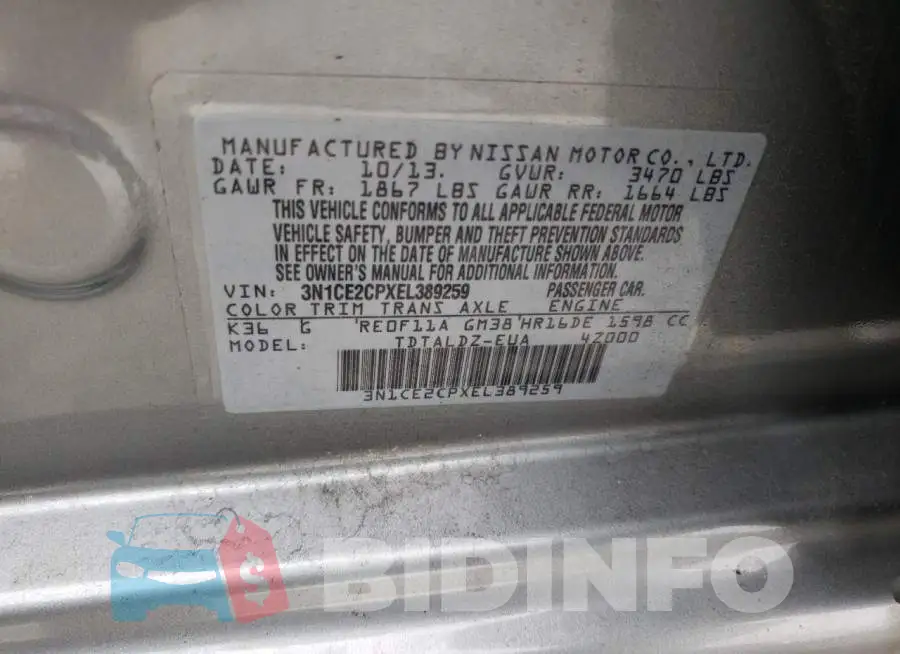 3N1CE2CPXEL389259 Photo# 12
