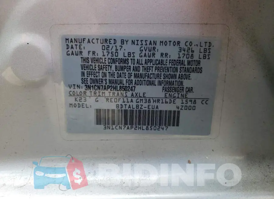 3N1CN7AP2HL850247 Photo# 12