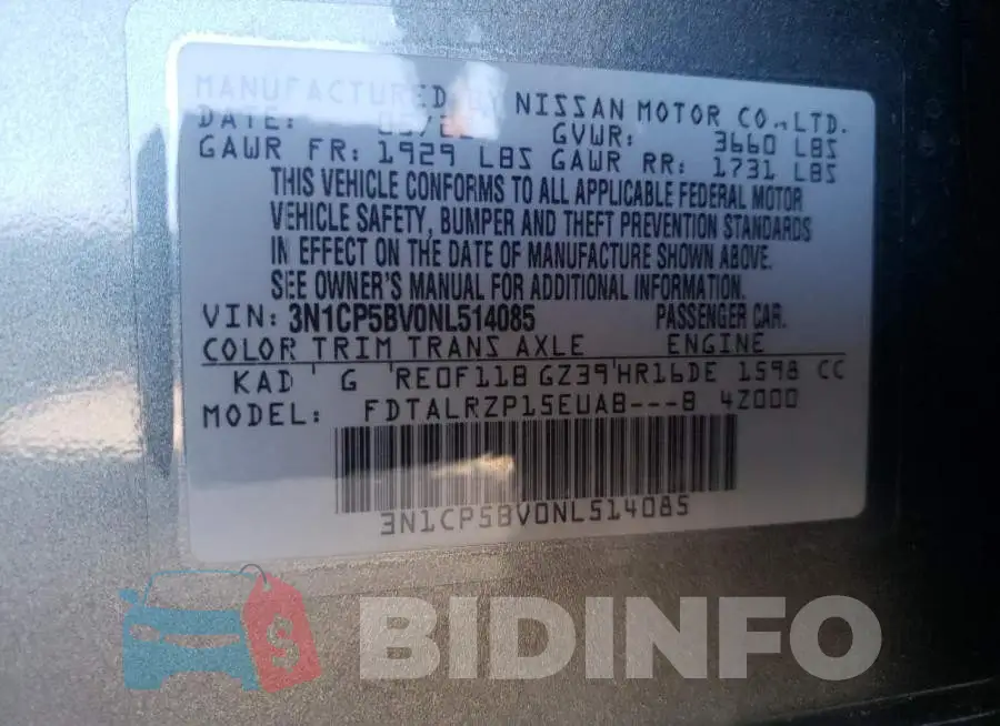 3N1CP5BV0NL514085 Photo# 10