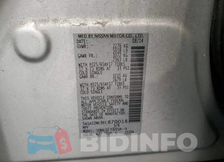 5N1AT2ML9EC870018 Photo# 13