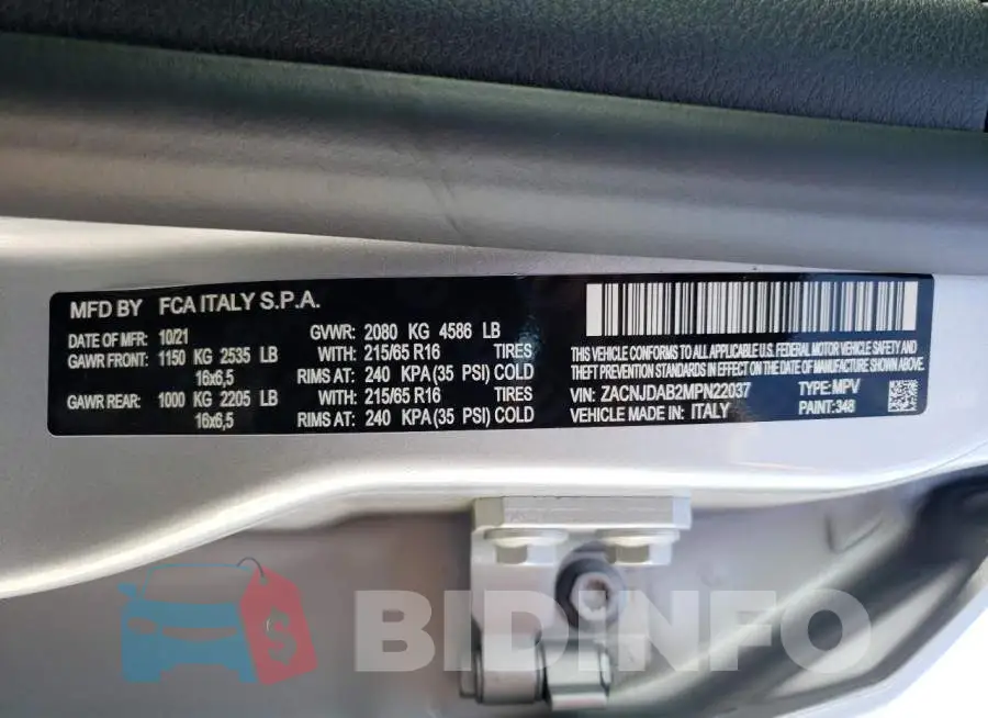 ZACNJDAB2MPN22037 Photo# 13