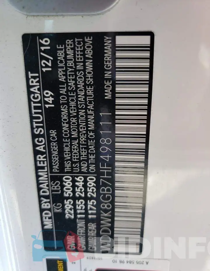 WDDWK8GB7HF498111 Photo# 12