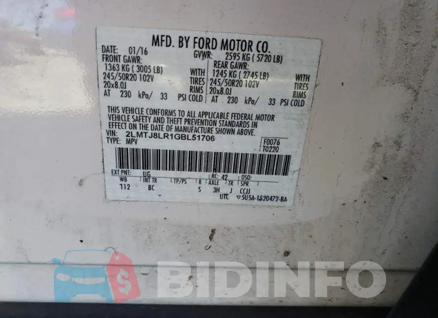 2LMTJ8LR1GBL51706 Photo# 13
