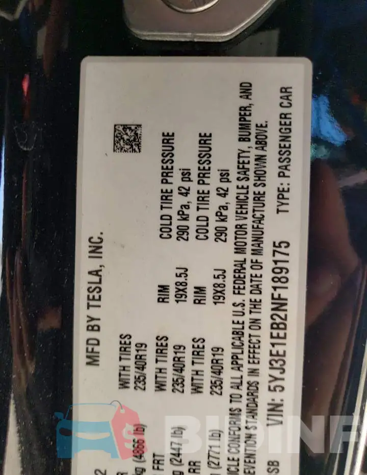 5YJ3E1EB2NF189175 Photo# 12