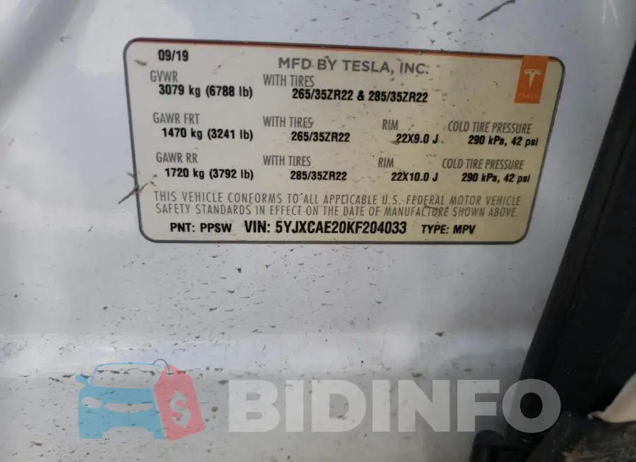 5YJXCAE20KF204033 Photo# 12