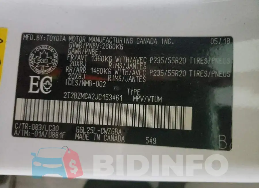 2T2BZMCA2JC153461 Photo# 13