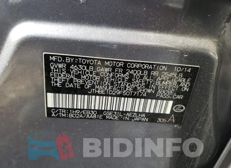 JTHBE1D29F5017174 Photo# 10