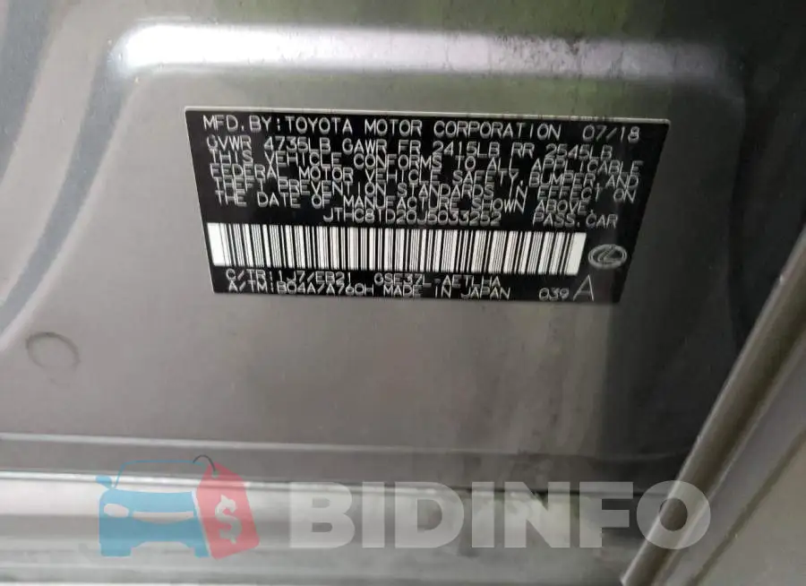 JTHC81D20J5033252 Photo# 12