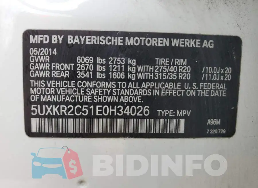 5UXKR2C51E0H34026 Photo# 13