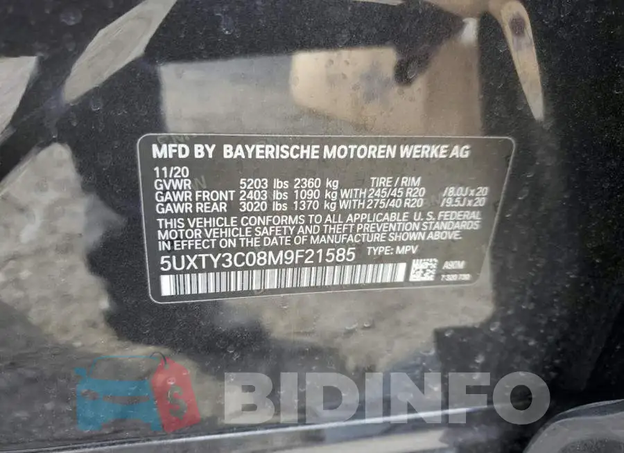 5UXTY3C08M9F21585 Photo# 14