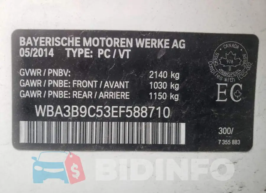 WBA3B9C53EF588710 Photo# 13