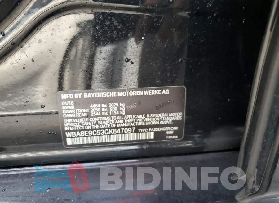 WBA8E9C53GK647097 Photo# 12