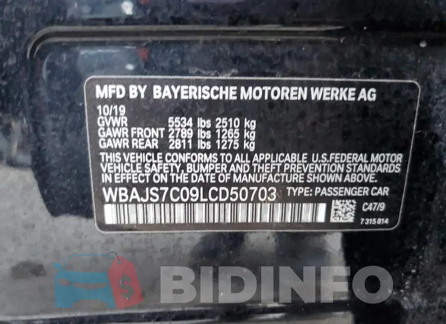 WBAJS7C09LCD50703 Photo# 12