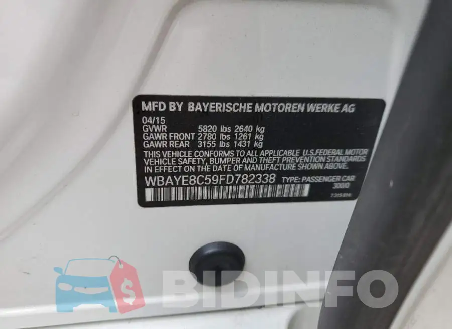 WBAYE8C59FD782338 Photo# 10