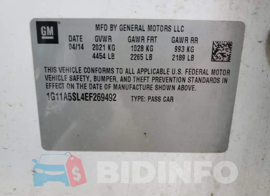 1G11A5SL4EF269492 Photo# 13
