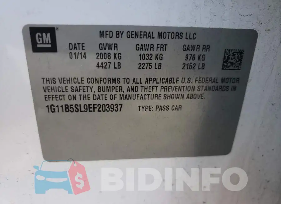 1G11B5SL9EF203937 Photo# 12