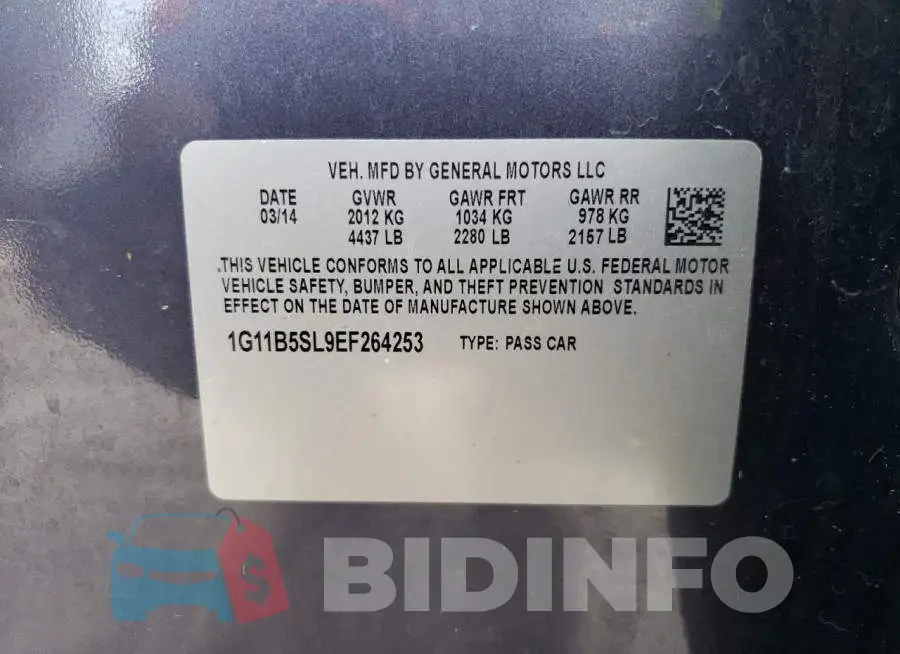 1G11B5SL9EF264253 Photo# 12