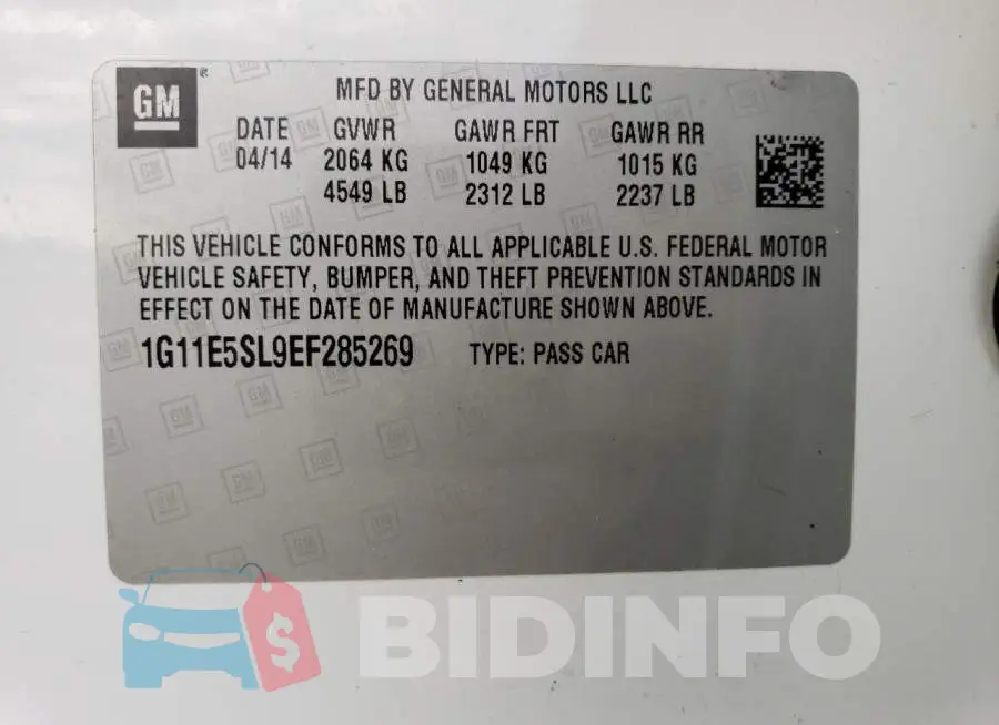 1G11E5SL9EF285269 Photo# 12
