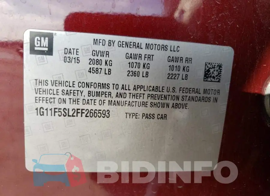 1G11F5SL2FF266593 Photo# 12