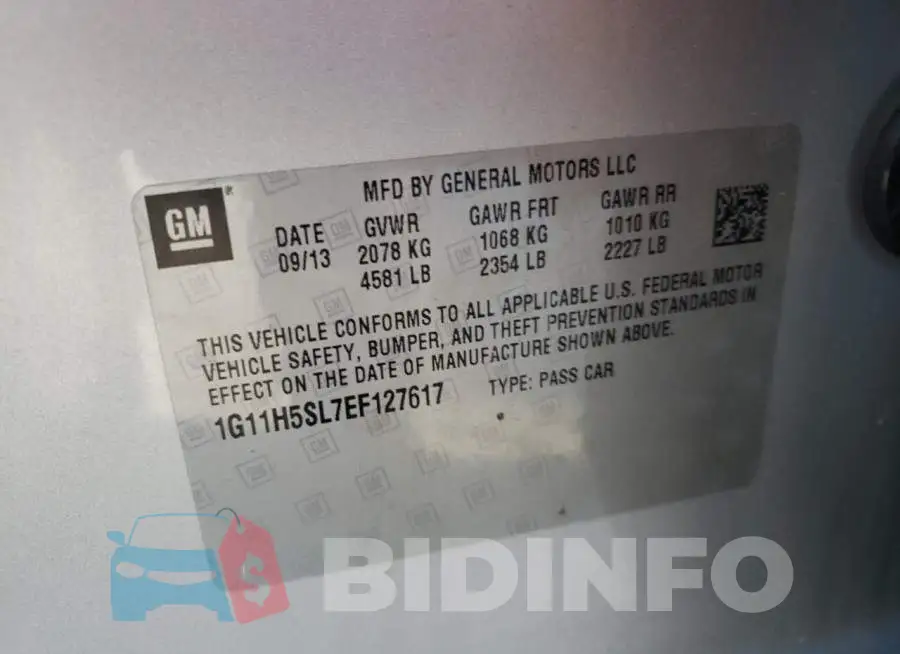 1G11H5SL7EF127617 Photo# 10