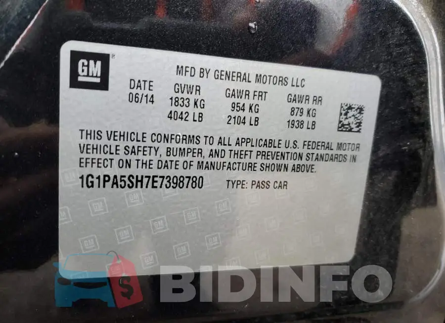 1G1PA5SH7E7398780 Photo# 13