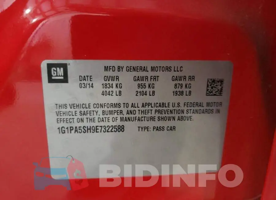 1G1PA5SH9E7322588 Photo# 10