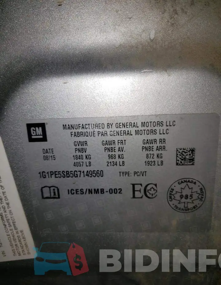 1G1PE5SB5G7149560 Photo# 13
