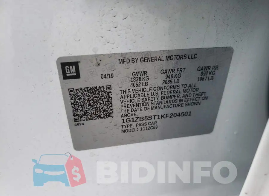 1G1ZB5ST1KF204501 Photo# 10