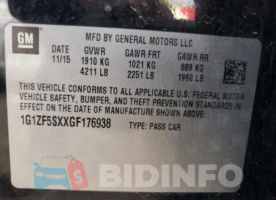 1G1ZF5SXXGF176938 Photo# 12