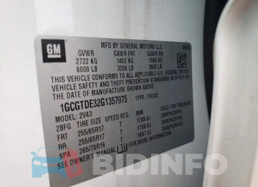1GCGTDE32G1357975 Photo# 12