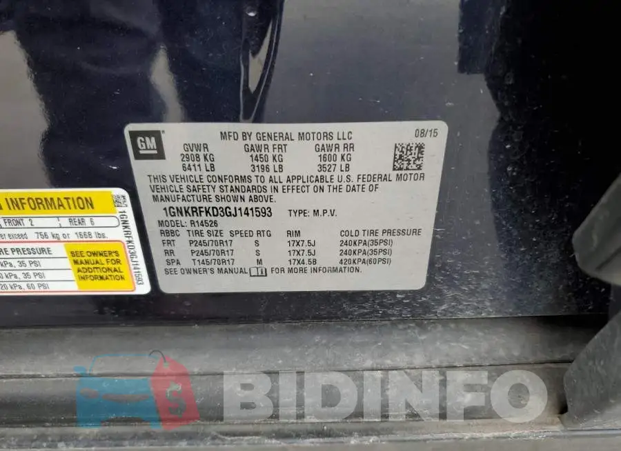 1GNKRFKD3GJ141593 Photo# 13