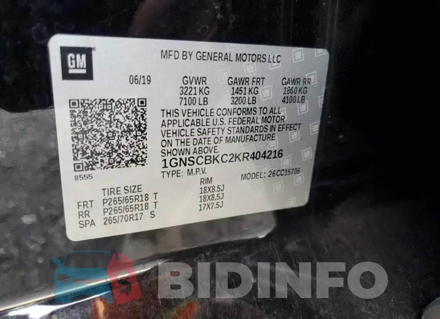 1GNSCBKC2KR404216 Photo# 13