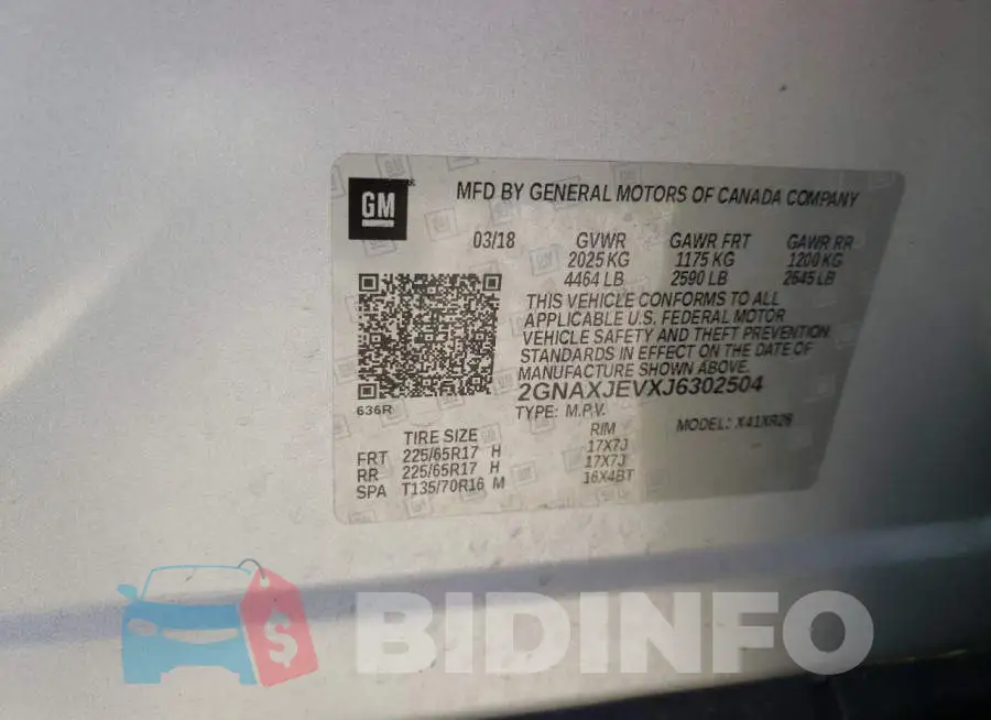 2GNAXJEVXJ6302504 Photo# 13