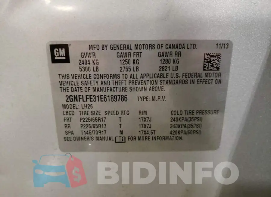 2GNFLFE31E6189786 Photo# 13