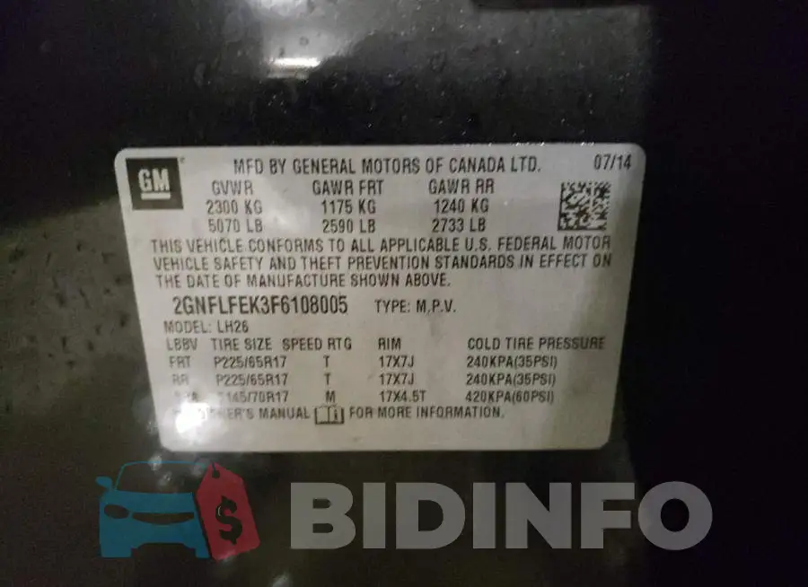 2GNFLFEK3F6108005 Photo# 12