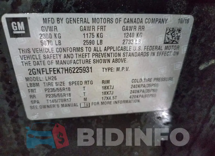 2GNFLFEK7H6225931 Photo# 13