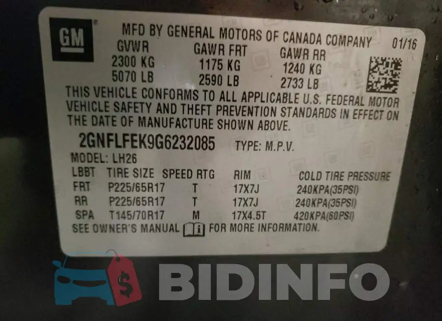 2GNFLFEK9G6232085 Photo# 13