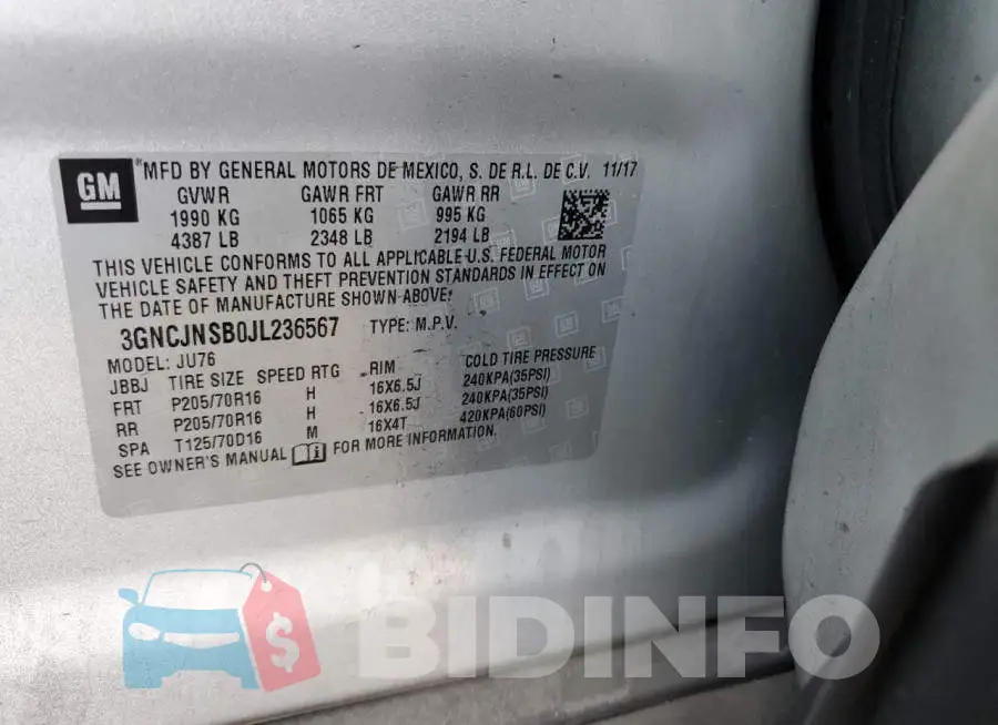 3GNCJNSB0JL236567 Photo# 13
