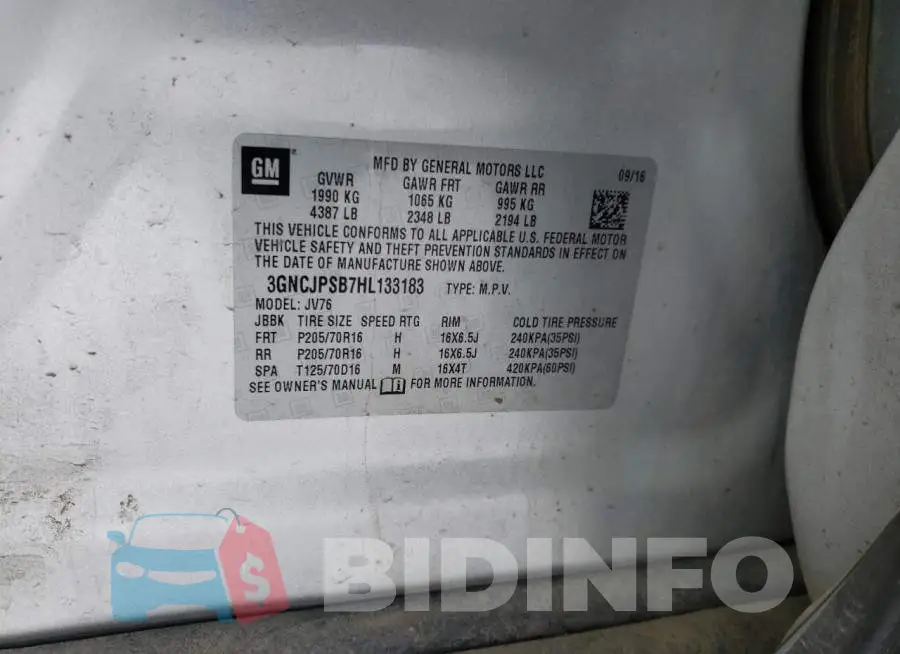 3GNCJPSB7HL133183 Photo# 12