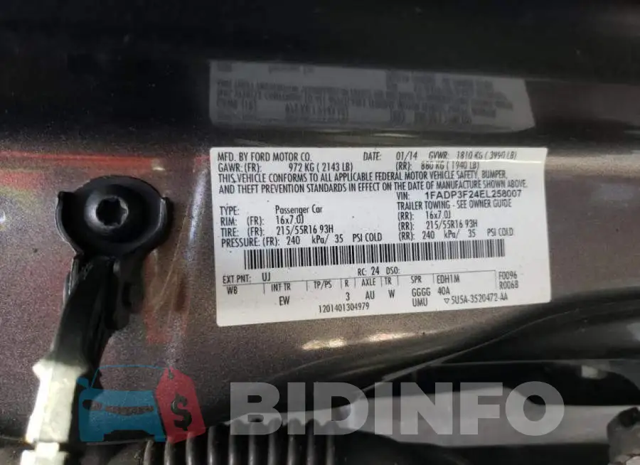 1FADP3F24EL258007 Photo# 10