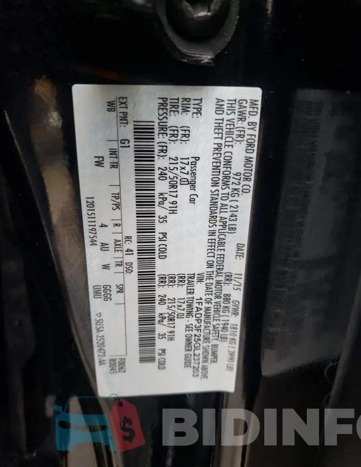 1FADP3F25GL237203 Photo# 12
