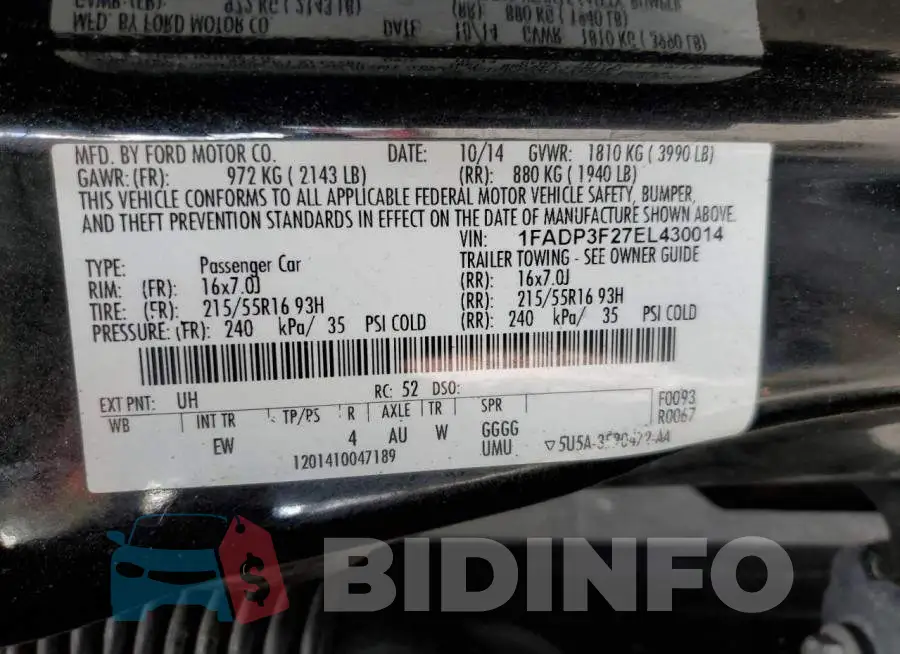 1FADP3F27EL430014 Photo# 12