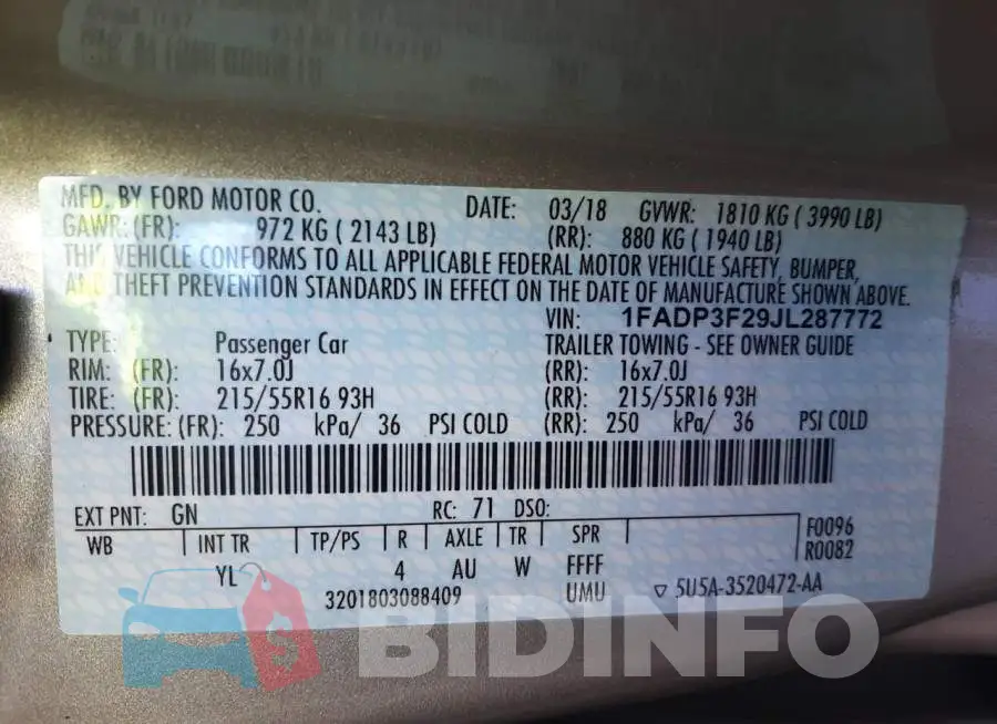 1FADP3F29JL287772 Photo# 12
