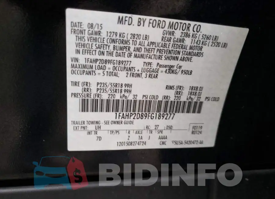 1FAHP2D89FG189277 Photo# 10