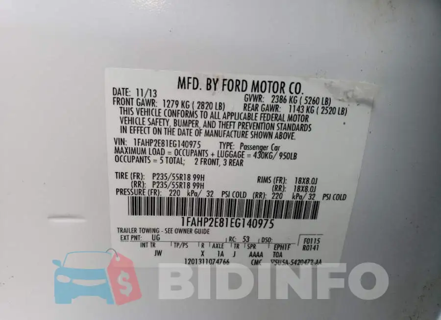 1FAHP2E81EG140975 Photo# 13