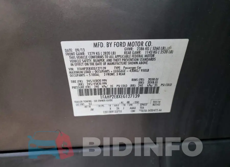 1FAHP2E8XEG127139 Photo# 12