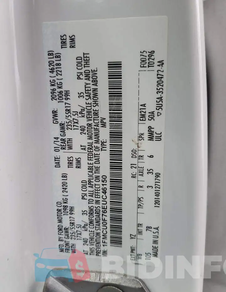 1FMCU0F76EUC46150 Photo# 13