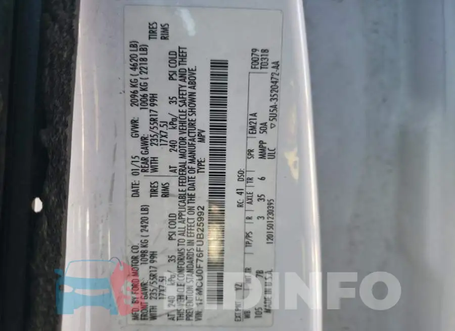 1FMCU0F76FUB25992 Photo# 13