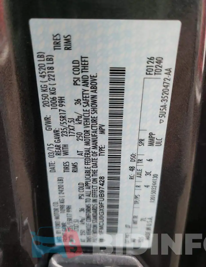 1FMCU0GX9FUB97428 Photo# 12
